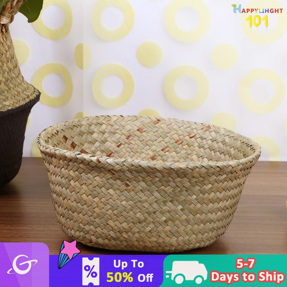 【New Arrival】Handmade Woven Handle Rattan Basket Seagrass Organizer Dirty Laundry Basket Foldable Creative Multifunctional Portable for Shelf Bathroom Decor Giá 165,136 Đồng*Miễn phí vận chuyển