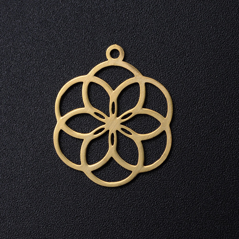 5pc 201 Stainless Steel Filigree Charms Seed of Life/Sacred Geometry Golden 22.5x18.5x1mm Hole: 1.5mm