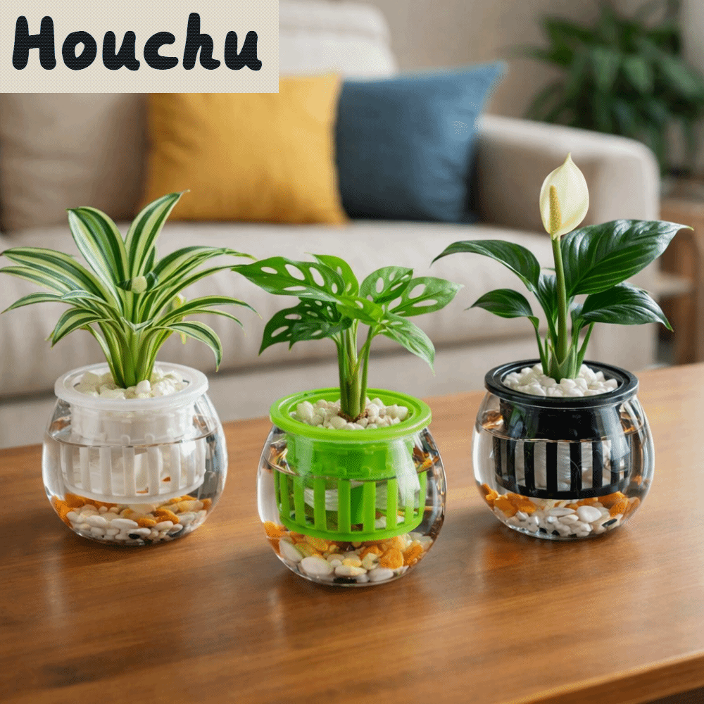 HOUCHU พลาสติก แจกันไฮโดรโปนิกส์ ตกแต่ง โปร่งใส กระถางดอกไม้ ทนทาน ขนาดเล็ก กระถางต้นไม้ที่รดน้ำเองได้ สำนักงาน ราคา 138 บาท*ส่งฟรี