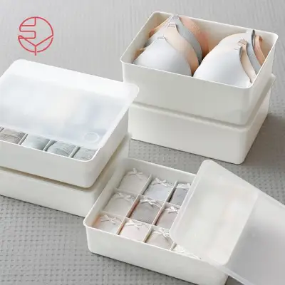 SHIMOYAMA Plastic Stackable Storage Box For Bra Socks Underwear Portable Household Drawer Wardrobe Organiser