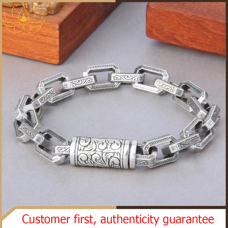 Lr-sáng tạo thời trang và cá nhân hoá mây họa tiết cỏ vòng đeo tay cho nam giới và phụ nữ 925 bạc retro đơn giản độc đoán phong cách hàn quốc hip-hop vòng đeo tay mặc nó là tốt lành phong phú an toàn và khỏe mạnh