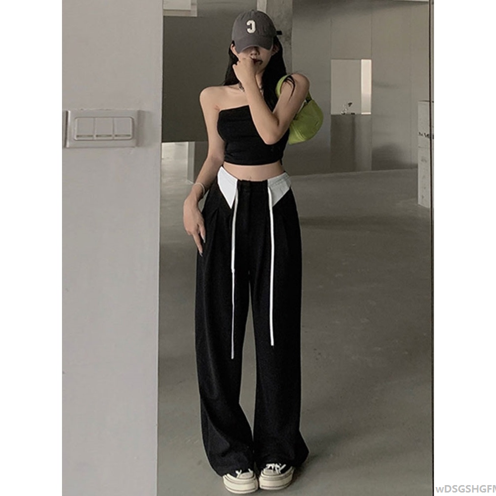Quần tây Quần thiết kế rộng rãi giản dị lau drape eo cao mm người phụ nữ béo mùa hè oversize cộng với kích thước lớn kích thước lớn phù hợp quần thẳng mùa xuân và mùa thu A116