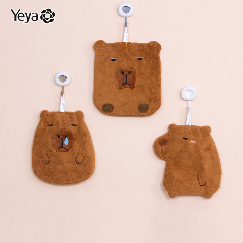YEYA ผ้าขนหนู Capibala ผ้าเช็ดมือแขวนน่ารัก Capybara ดูดซับห้องน้ำการ์ตูนผ้าเช็ดหน้าผ้าขนหนู ราคา 59 บาท*ส่งฟรี