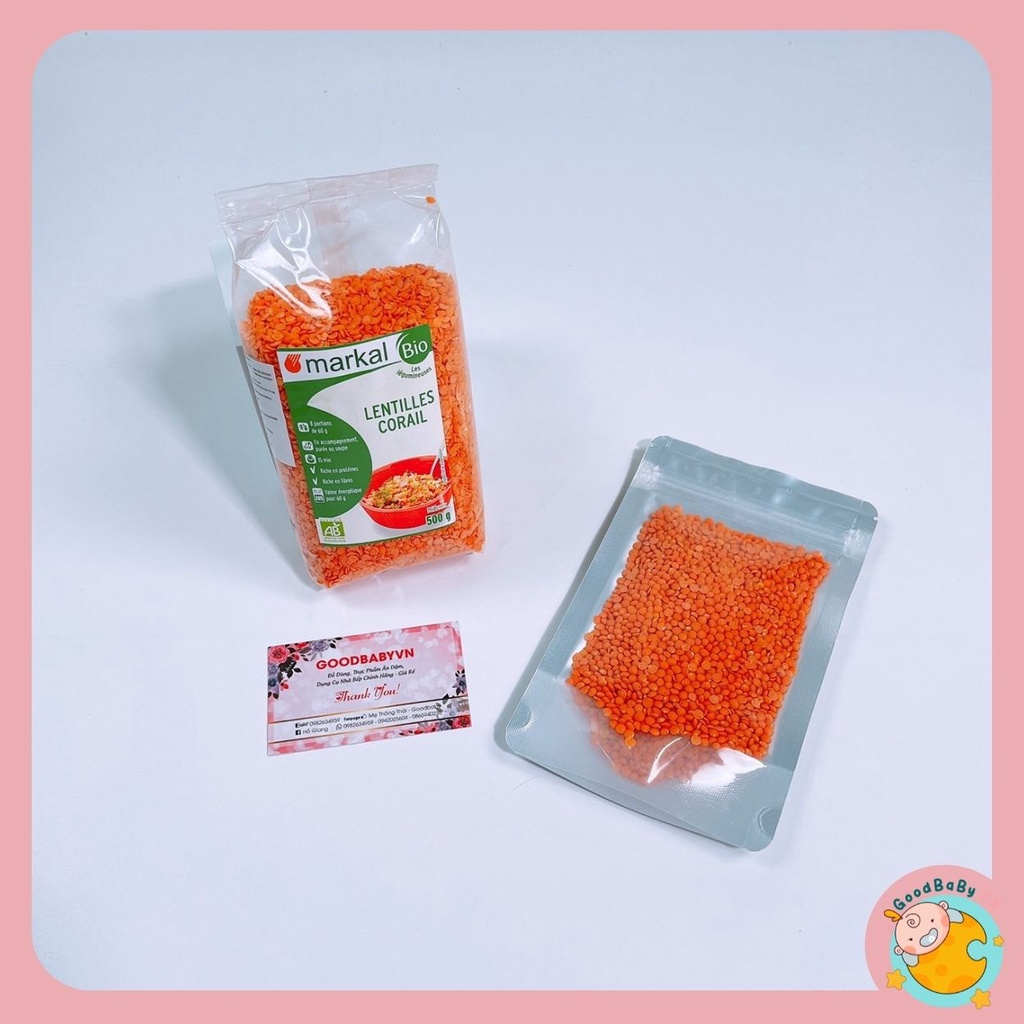 [Freeship + Voucher 8%] Đậu lăng đỏ cam san hô hữu cơ Markal 100g - 500g Goodbabyvn