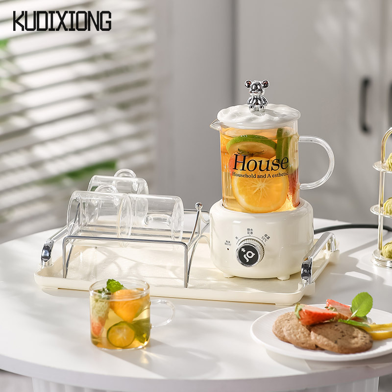 Kudixiong sức khỏe bộ Ấm đun nước văn phòng ấm thủy tinh mini cốc Hầm Điện đa chức năng đồ pha trà