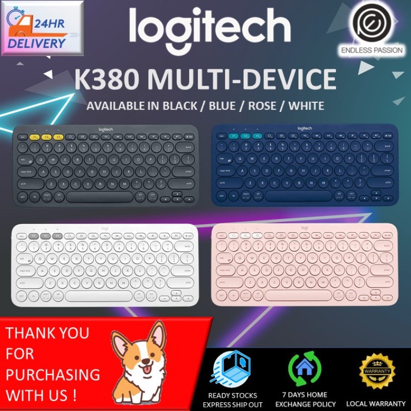 Logitech K380 Multi-Device Bluetooth Keyboard (Black/Blue/Rose/Off White) Singapore
