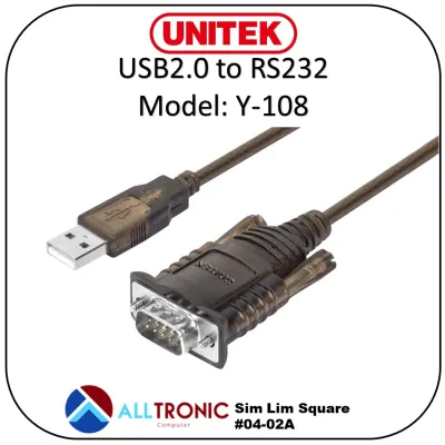 USB2.0 to Serial DB9 Rs232 Cable Unitek Y-108/ Singapore Authorised Reseller [Alltronic Computer]
