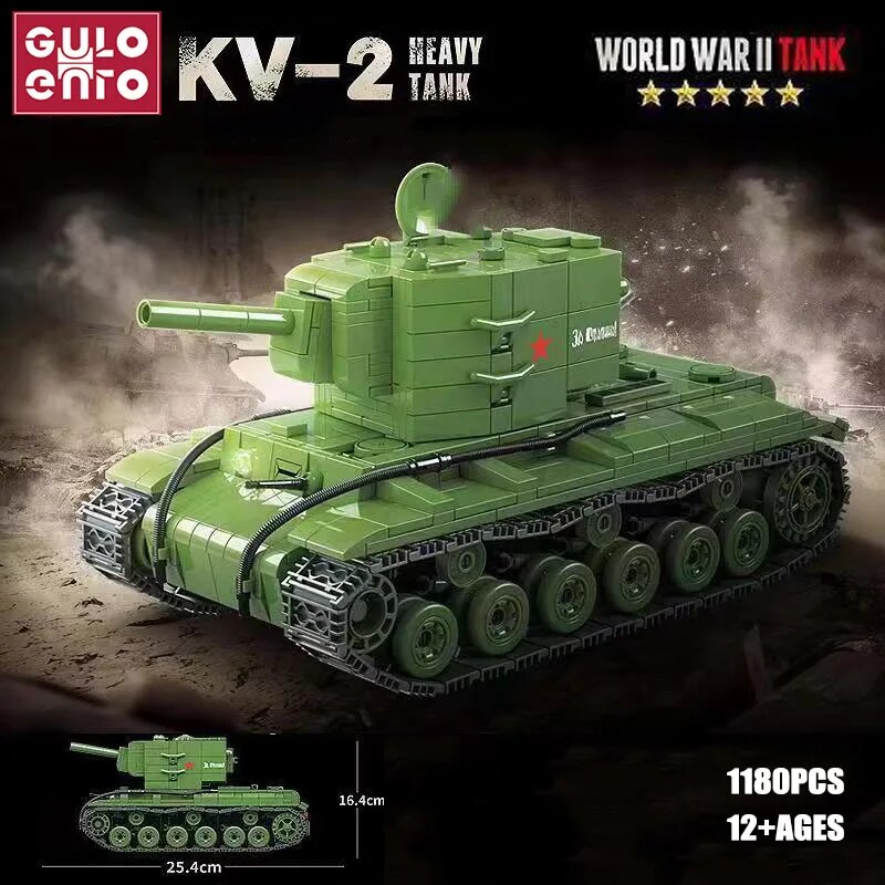 Compatible with LEGO Gulo KV-2 Xe tăng hạng nặng Thế chiến II lắp ráp quân