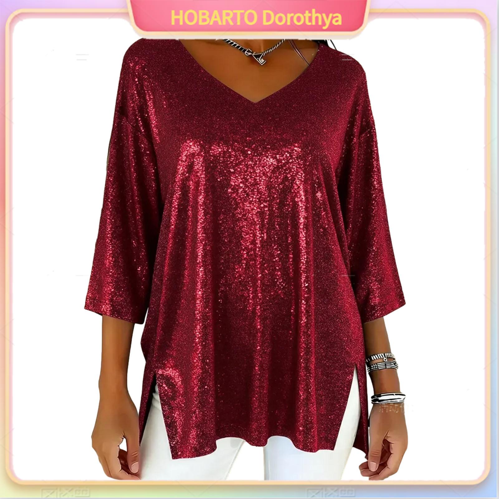 Phụ Nữ Tops Thoải Mái Áo cánh nữ Của Phụ Nữ V Cổ 3/4 Tay Áo vừa rộng Áo Thun Top màu trơn Áo Giản Dị Thiết Kế Bóng Thoải Mái Và Phụ Nữ Của Quần Áo Cho trang phục hàng ngày