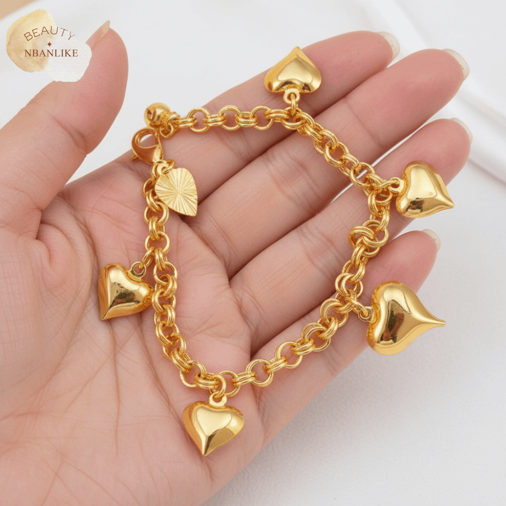 NBANLIKE สง่างาม สร้อยข้อมือทอง โซ่ วัสดุทองแดง สร้อยข้อมือชิ้นใหญ่ที่มีเสน่ห์ ของขวัญวันครบรอบ ไม่ซ้ำใคร สร้อยข้อมือหัวใจ ชุดประจำวัน ราคา 106 บาท*ส่งฟรี