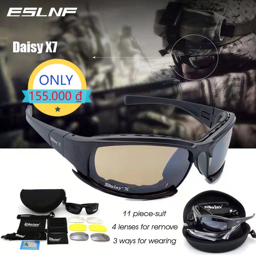 Eslnf Daisy X7 Kính chiến thuật Shades Kính mát phân cực cho nam giới quân đội CS wargame chụp kính xe đạp Kính mắt đi xe đạp