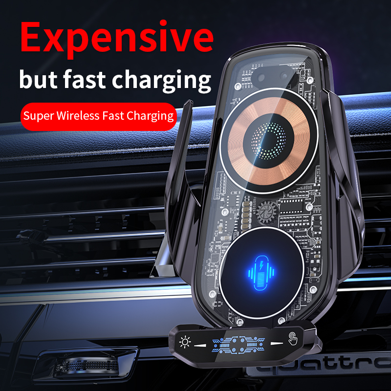 【Must-Have Gadgets】 AmazeFan Wireless Car Charger 15w Qi Charger Quick Charger Touch Screen for Car Phone Holder ° Rotation Electromagnetic Induc