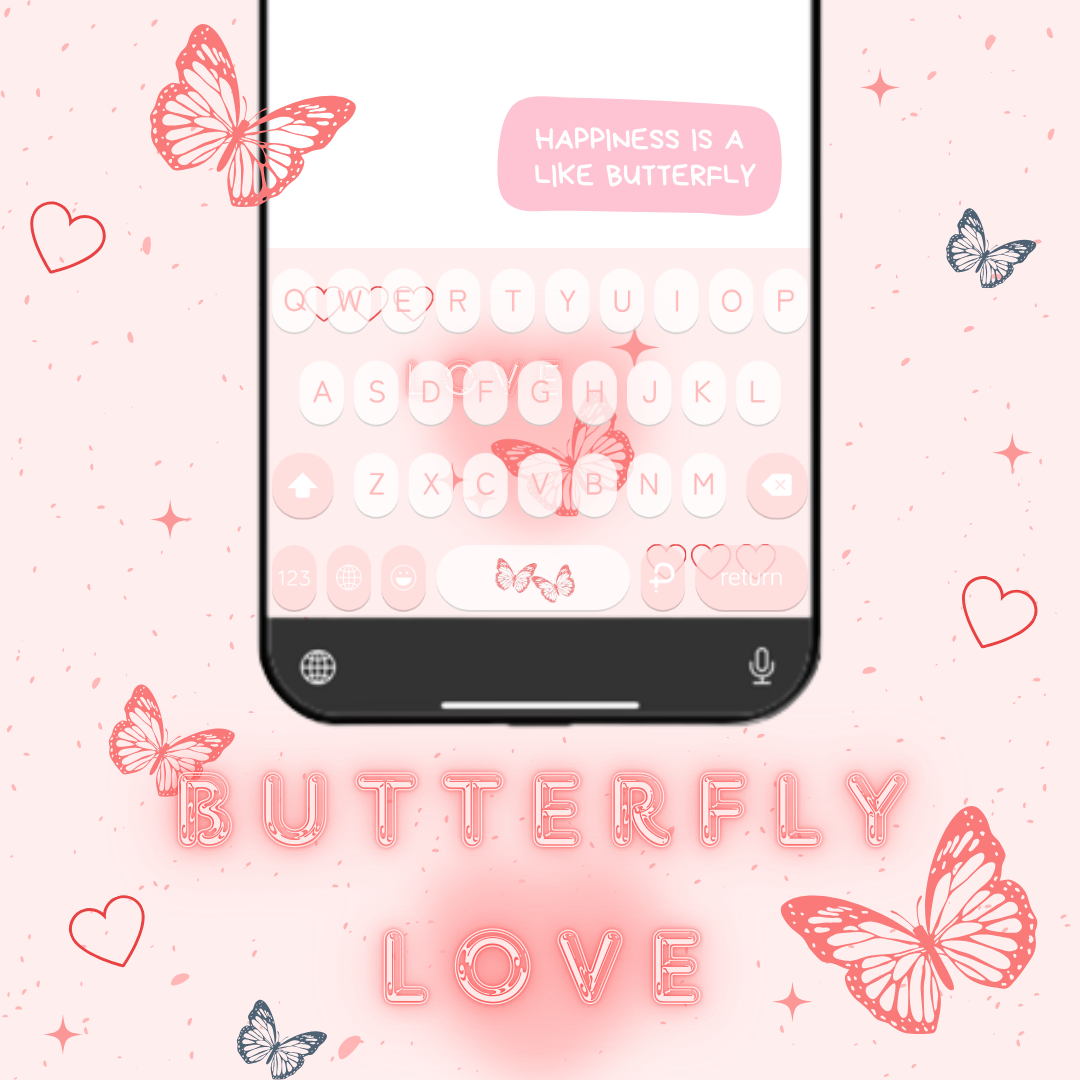 Butterfly Love Keyboard Theme⎮(E-Voucher) for Pastel Keyboard App ราคา 69 บาท*ส่งฟรี