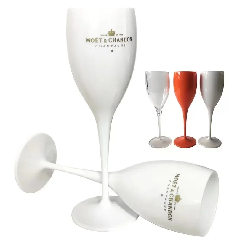 【】 1pcs Moet Champagne Flutes Glasses Pp Plastic Glasses Dishwasher- White Champagne Glass Transparent Glass