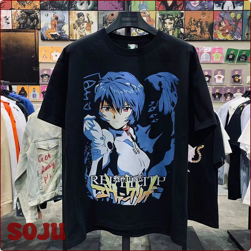 [Soju] evangelion ayanami Rei T-Shirt übergroße drucke kurz ärmel IgE ngọn Sommer männer hip hop Áo 