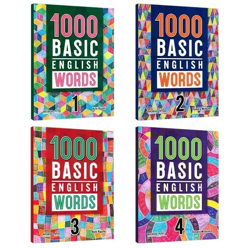 LEISL 4 Books 1000/2000 Core English Words Primary School Common English Vocabulary Dictionary Book