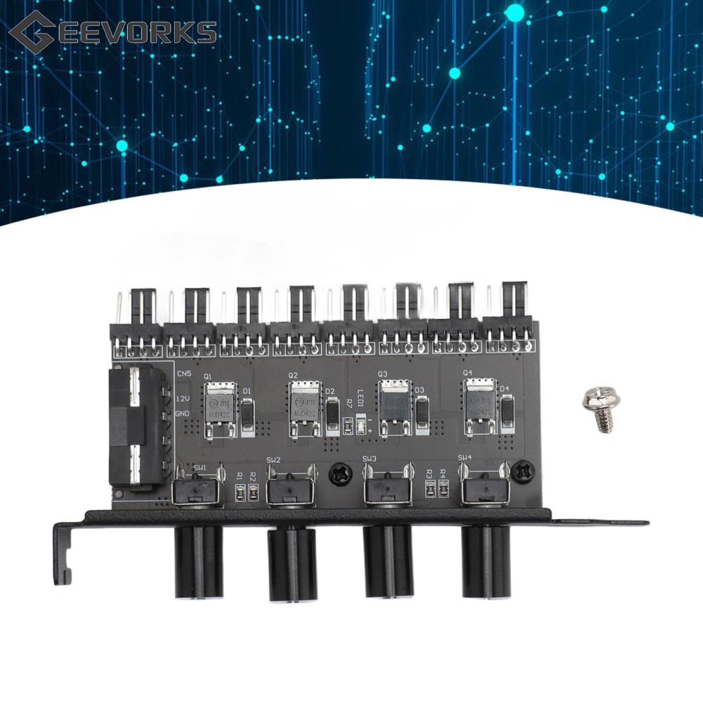Geevorks PC 8 Channels Fan Hub Stepless Speed Control 4 Knob Cooling Fan Speed Controller Cooling Solution 4PIN / 3PIN Interface for CPU Case ราคา 201 บาท*ส่งฟรี