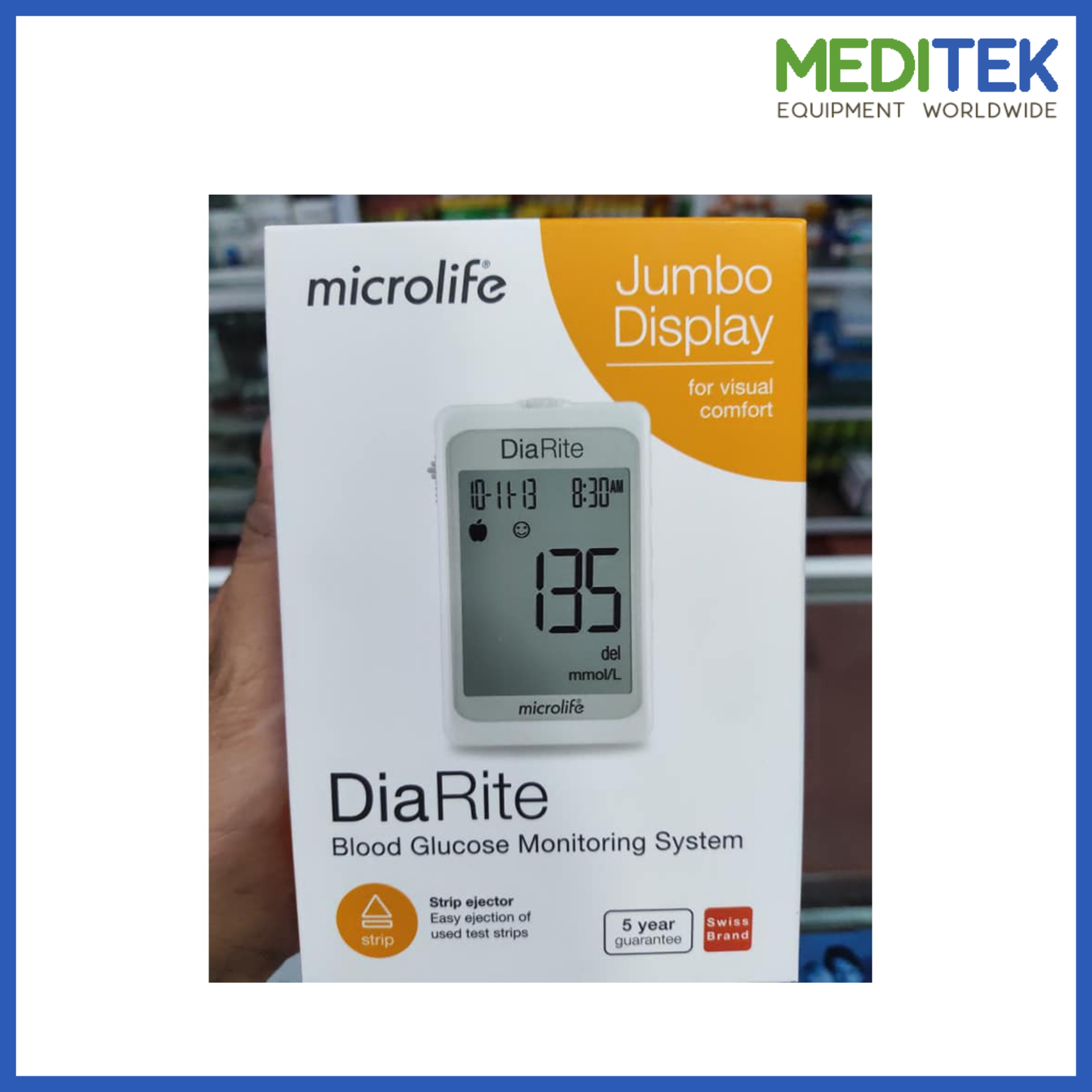 Máy Đo Đường Huyết Microlife DiaRite BMG Máy kèm 50 Que đo đường huyết