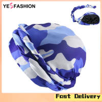 Yesfashion Men Women Satin Lined Turban Hat Adjustable Pre-Tied Headwraps Camouflage Printing Sleeping Bonnet Chemo Hat Hair Cover
