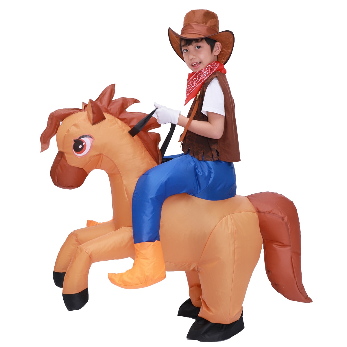 Kids Child Inflatable Horse Costume Cosplay Girls Boys Cowboy Ride Horse