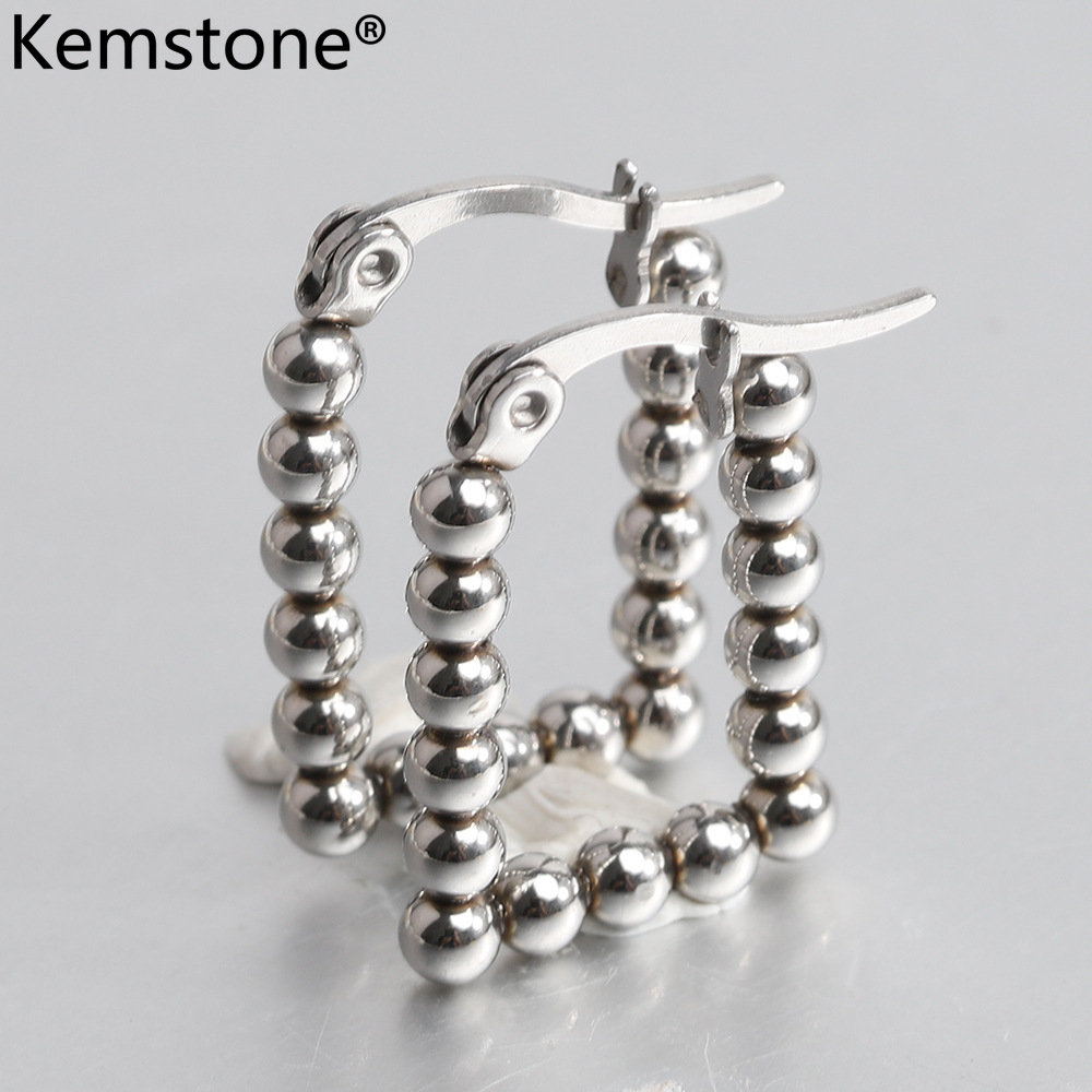 Kemtone Stainless Steel Beads Silver Gold Plated Women s Hoop Earrings