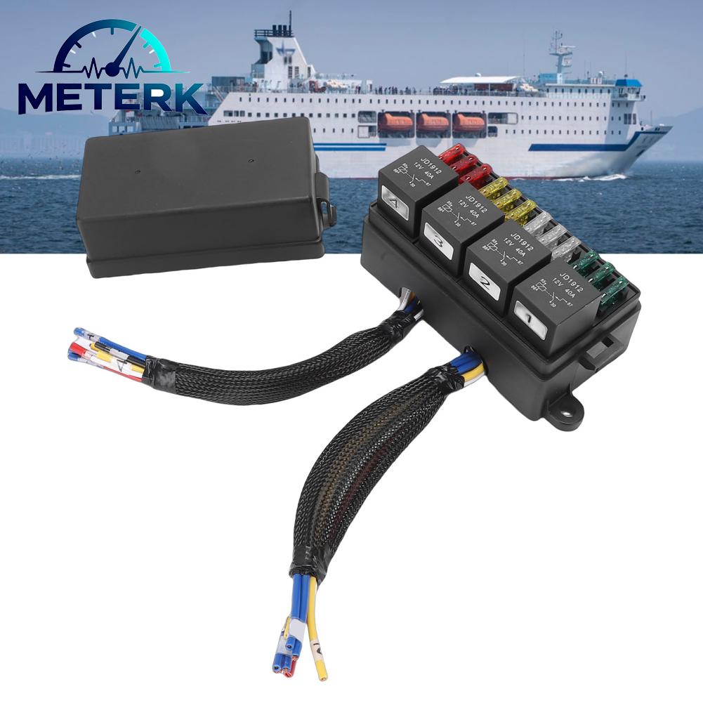 Meterk Fusing Relay Box Pre Wired 12 Way ATC ATO Fusing 4 Way Relay for Auto Car Marine Boat Giá 641,000 Đồng*Miễn phí vận chuyển