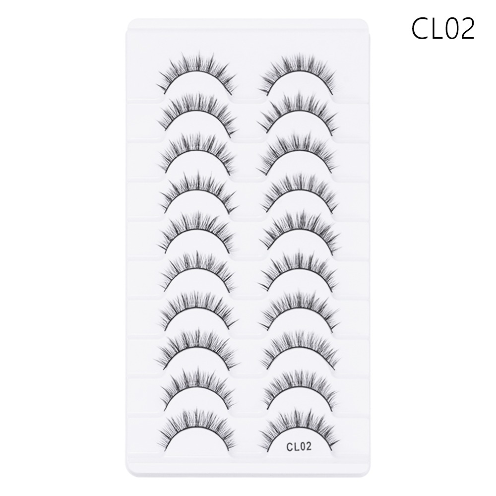 FWFHTP 10 Pairs Dải toàn bộ Lông mi giả Natrual Long Không độc hại Lông mi giả lông chồn 3D Thời trang nữ Thủ công Dụng cụ trang điểm mắt Nối mi - 3