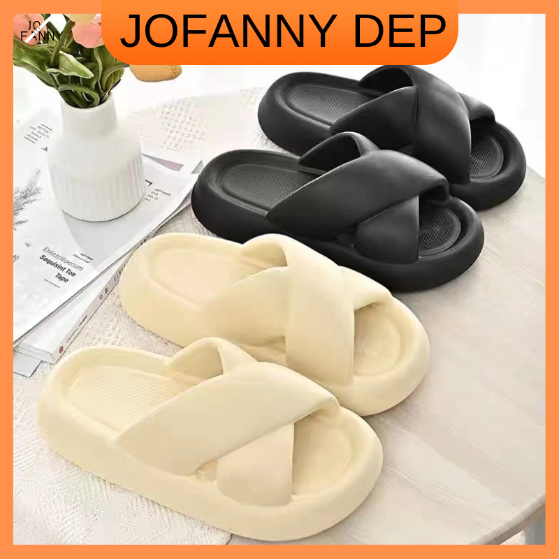 JOFANNY Dép Nữ Cao Su Dày Đế Chống Trượt Phong Cách Nhà Xinh Mùa Hè đế cao 4cm