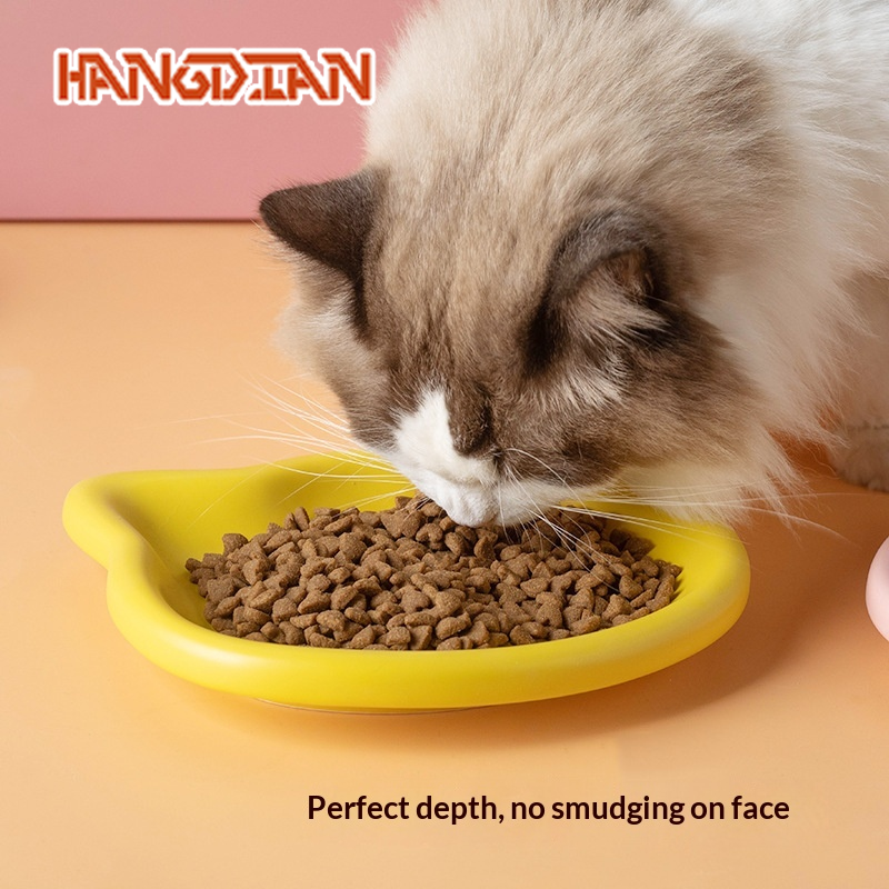 HANGDIAN Cute Cat Feeding Dish for Kitten and Adult Cats - Non-Slip Pet Food Tray ราคา 20 บาท*ส่งฟรี