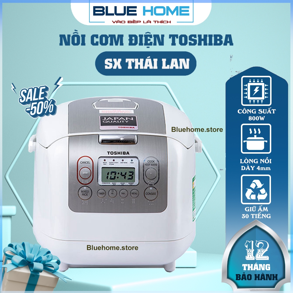  Nồi Cơm Điện Tử TOSHIBA Sx Tại Thái Lan RC-18NTFVN   RC-10NMFVN Lòng Nồi Dày 4mm Hàng Chính Hãng 