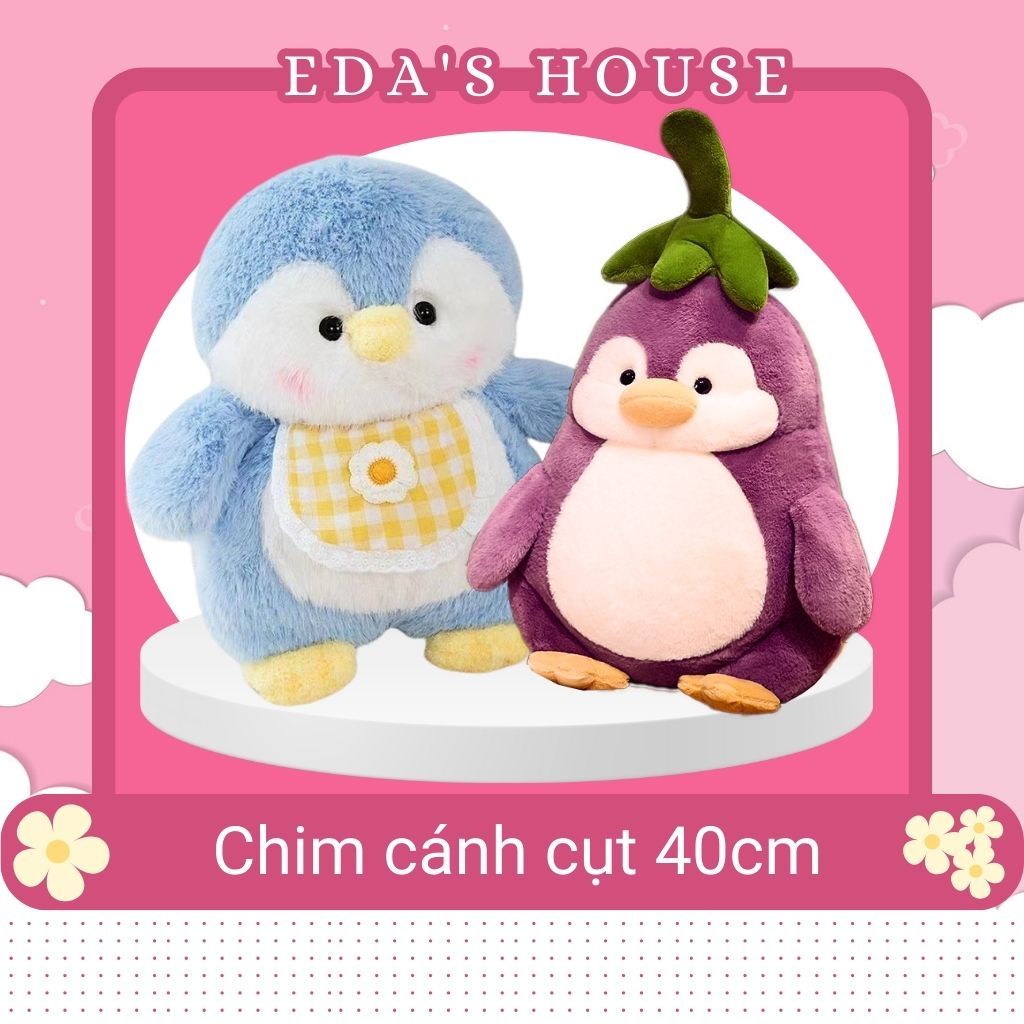   HCM - Hỏa tốc 2h  Gấu bông chim cánh cục cà tím thú nhồi bông cánh cụt đeo yếm Eda's House 