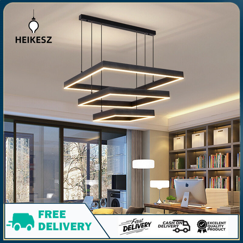 HEIKESZ Nordic Living Room Chandelier Led Modern Minimalist Large Rectangular Dining Room Chandelier Multi-Layer Ring Hall Pendant Lamp Warm Room Lamps Light Chandelier for Living Chandelier Bedroom Chandelier Lights Room Lighting Ceiling ราคา 5,151 บาท*ส่งฟรี