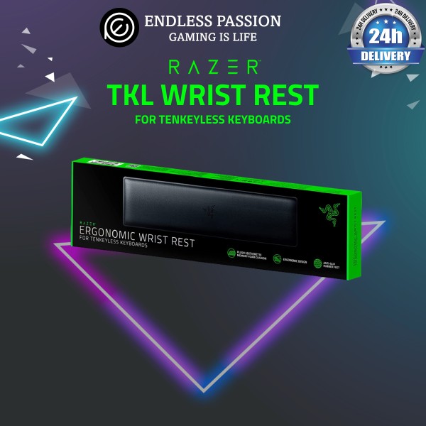 Razer Ergonomic Wrist Rest for Tenkeyless Keyboards: Plush Leatherette Memory Foam Cushion - Anti-Slip Rubber Feet Singapore