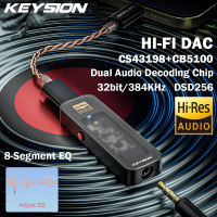 Keysion cs43198 Bộ giải mã USB DAC dàn âm thanh Hi-Fi giải mã 384kHz dsd256 Type-C đến 3.5mm điều chỉnh EQ Tai nghe HD khuếch đại cho IOS Android Win10