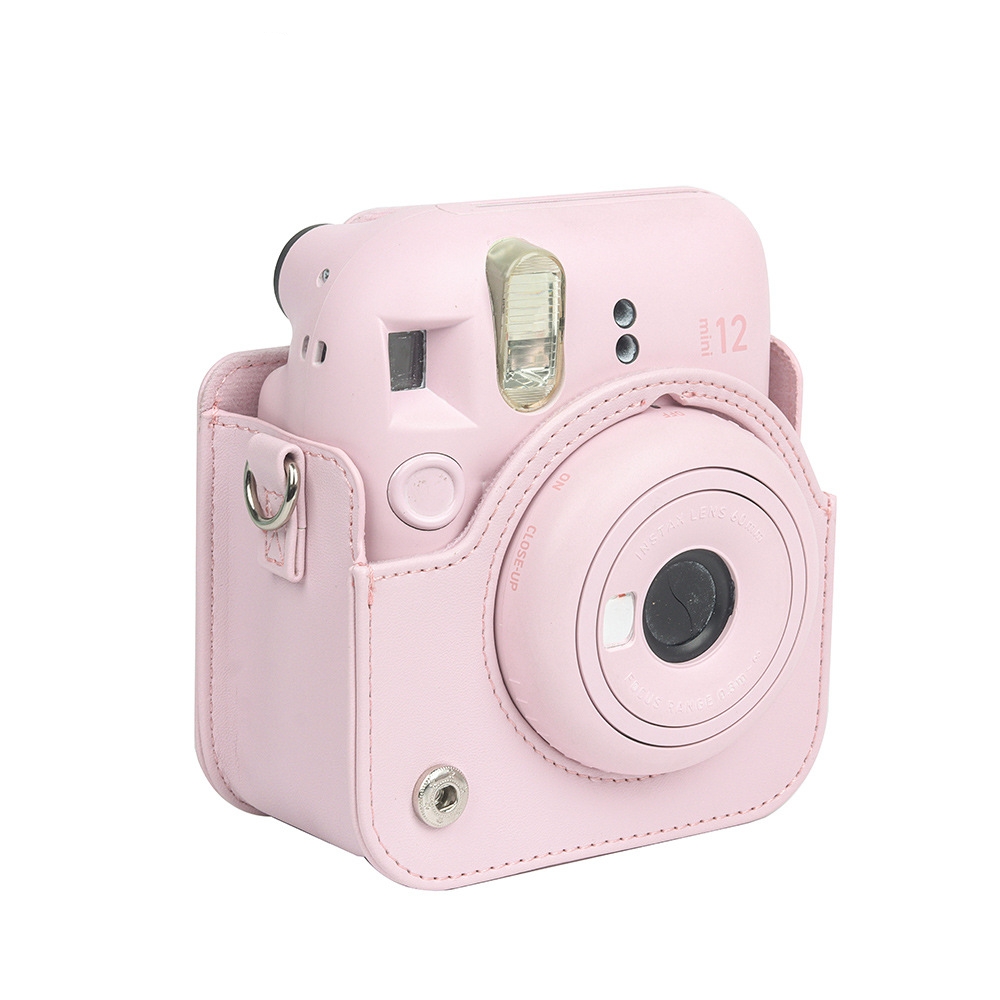 Túi máy ảnh mini vỏ bằng da PU với dây đeo vai cho Instax mini12 máy ảnh Túi Màu trơn