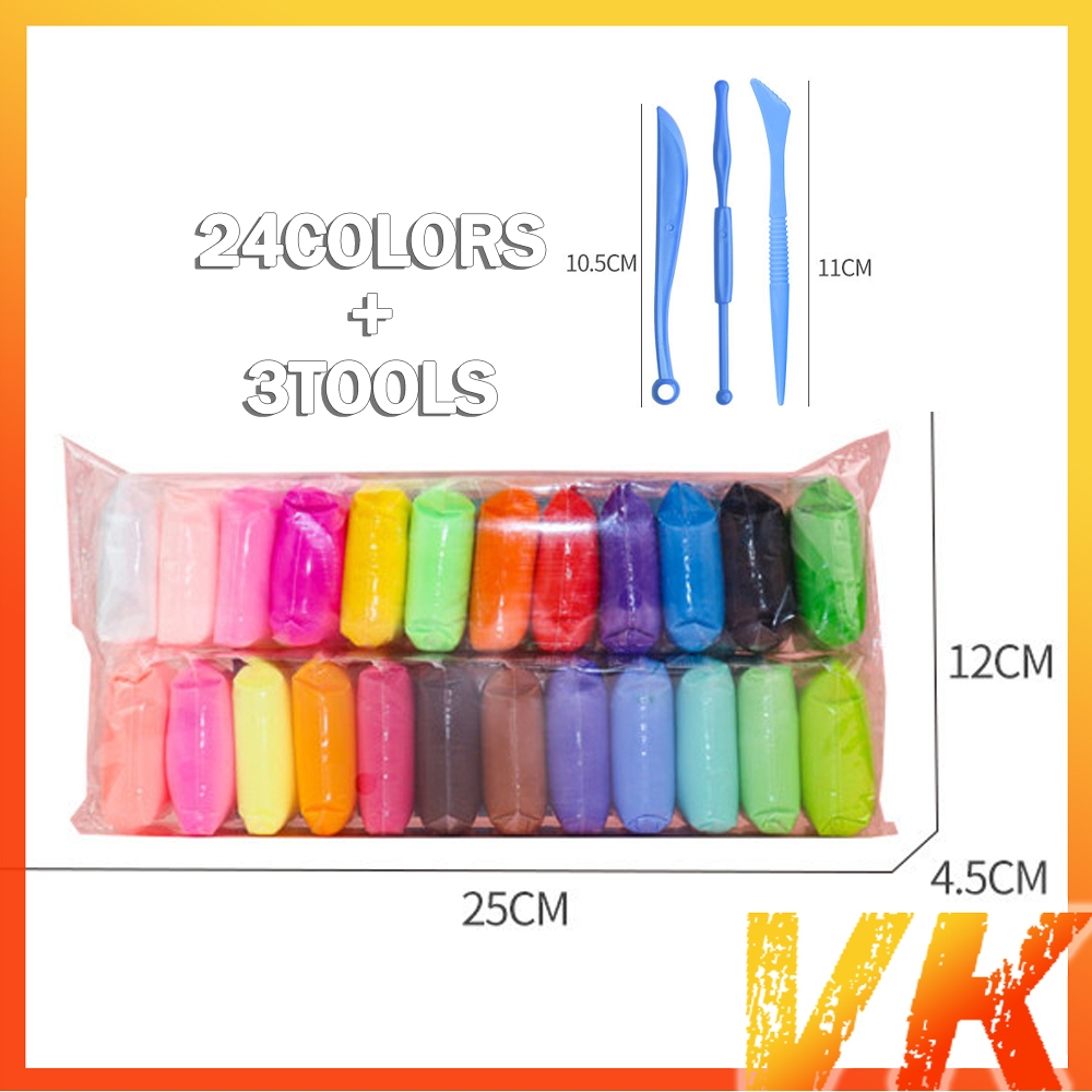 VK 12 /24 /36 Colors Air Dry Clay Set Super Light Magic Clay Soft Stretchy DIY Molding Butter Slime