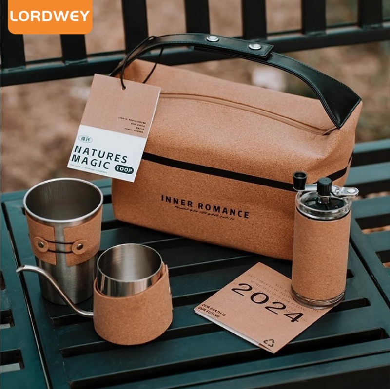 LORDWEY Festival Gift Handmade Coffee Set Cork Bag Portable Outdoor Coffee Equipment Set Handmade Coffee Full Set ราคา 2,124 บาท*ส่งฟรี