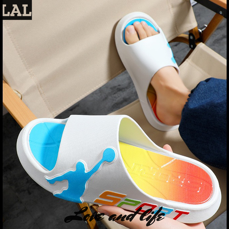 LAL New men's slippers fashionable thick-soled wear-resistant one-word drag men ราคา 184 บาท*ส่งฟรี