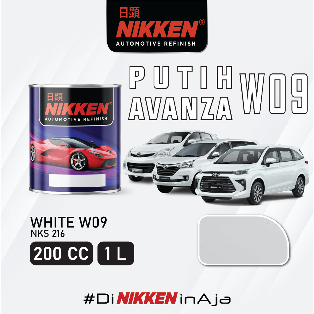 NIKKEN NKS 216 White W09 Cat Putih Toyota Avanza - NC Solid Color Cat Duco Mobil Kayu Besi Giá 24,200 Đồng*Miễn phí vận chuyển