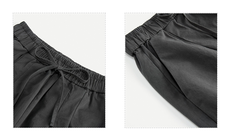 Giordano Women 100% Cotton pleated wide leg elastic waist pants Free Shipping 18425202 · v2