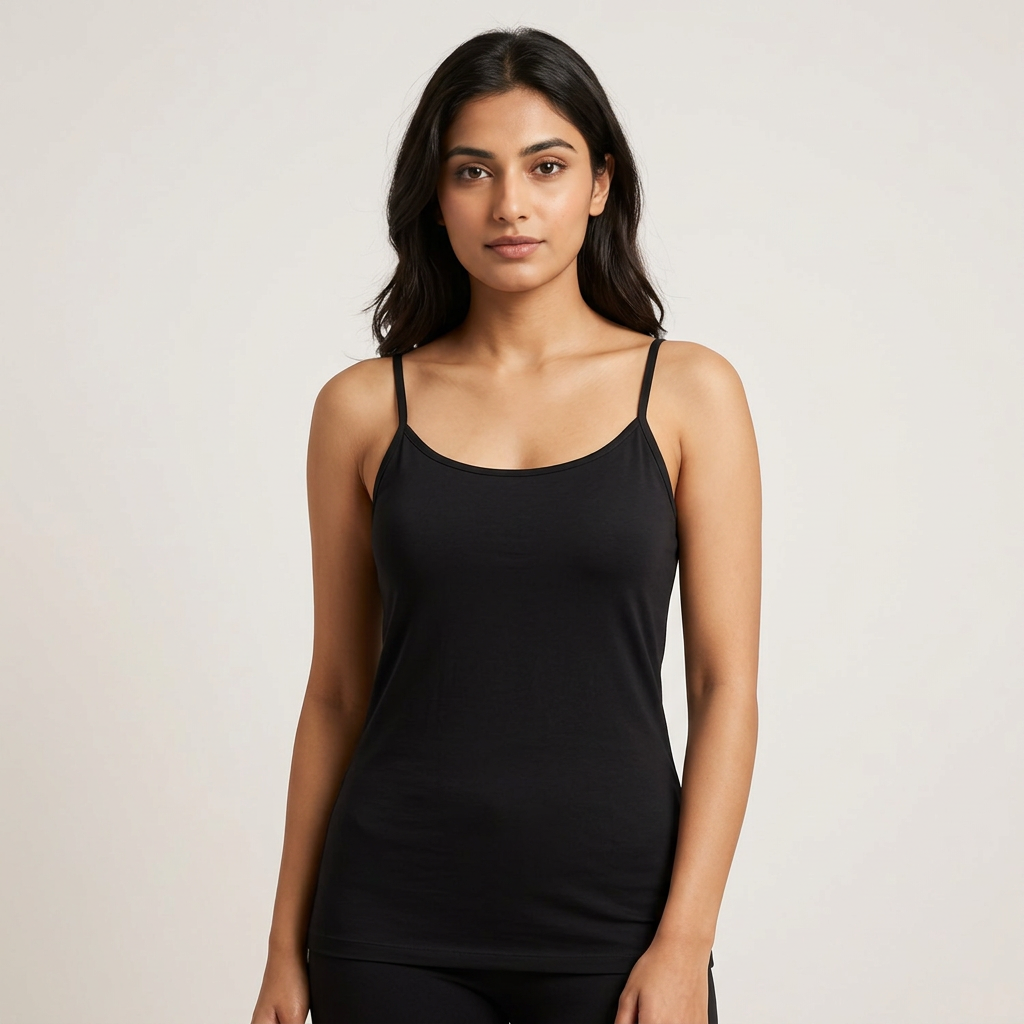 Pack of 3 Cotton Camisole Tank Tops & Shameez for Women & Girls – Soft, Stretchable Innerwear Slips – White, Skin & Black Set