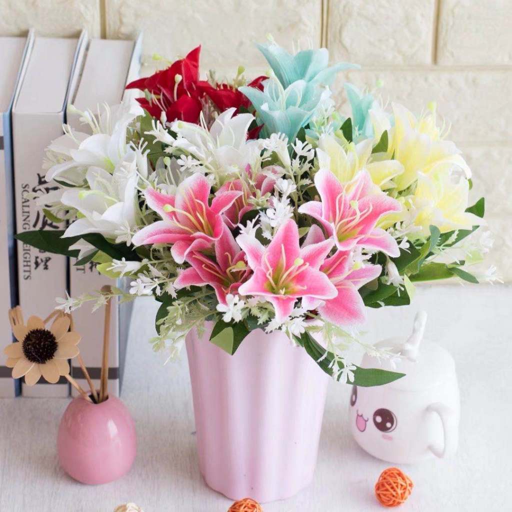 KOREAN KOREAN BUNGA PLASTIK LILY 735 BUNGA HIAS PLASTIC ARTIFICIAL BUNGA ARTIFISIAL MURAH