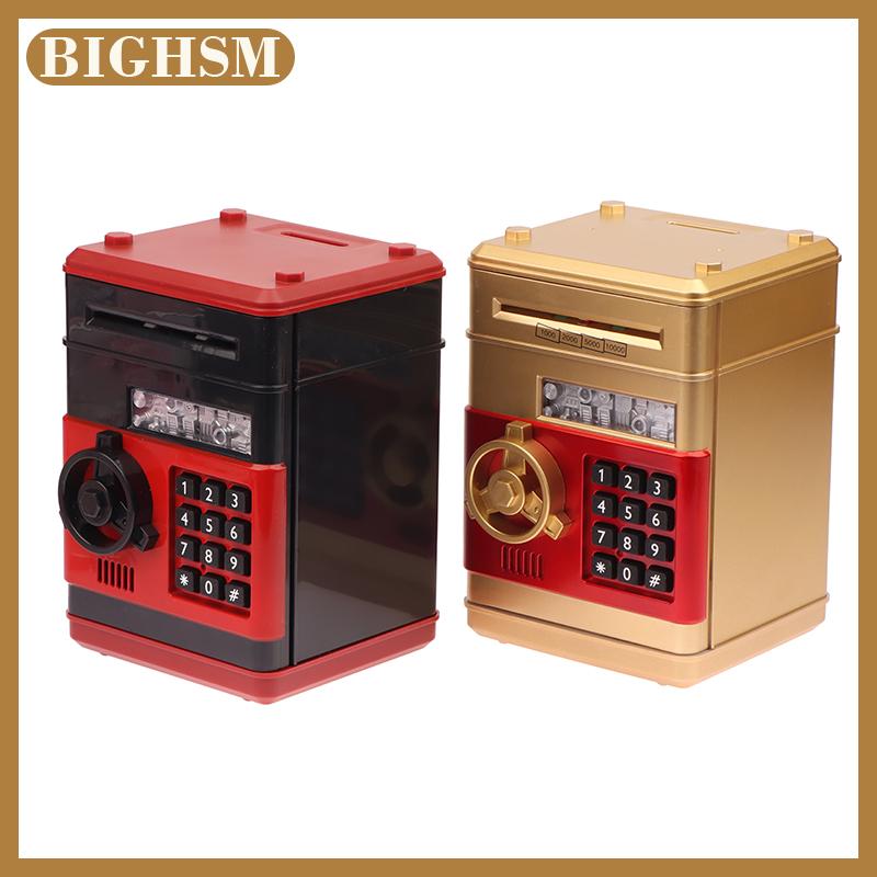 BIGHSM 1 Mảnh Công Cụ Lưu Trữ Tự Động Mini Trẻ Em Của Con Heo Đất Ngân Hàng An Toàn Đồng Xu Tiền Mặt Tiền Gửi Mật Khẩu Hộp Gia Đình Tương Tác ATM Con Heo Đất Ngân Hàng