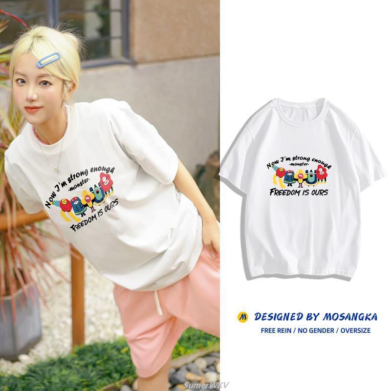 T-Shirts Style Hong Kong Style Fashionable Age-Reducing Plus Size Fat mm Cover Belly Hid c0206 Short-sleeved t-Shirt Women 2024 New Style Hot-Selling Korean