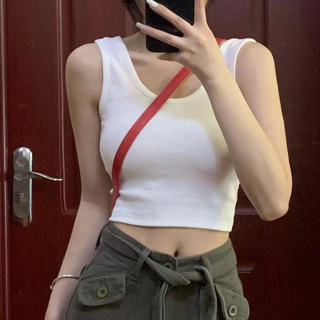 Camisoles Women เสื้อครอป เสื้อกล้าม ครอปครึ่งตัว คอเสื้อรูปตัวยู ผ้าคอตตอน ผ้าดี งานใส่สบาย สวมเสื้อกั๊กสะดือในปี2025 ราคา  19 บาท*ส่งฟรี