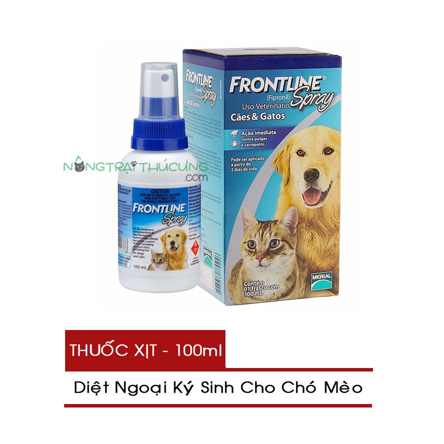 Xịt trị ve, rận, bọ chét cho chó mèo - frontline spray 100ml - nôngtrạithúcưng.com