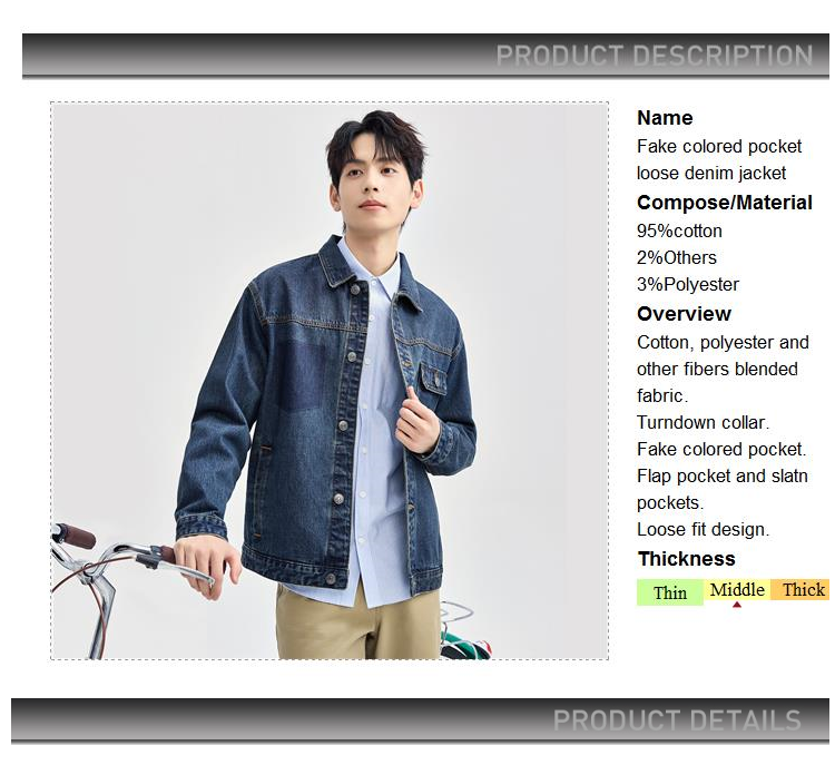 Jaket denim longgar saku warna palsu Giordano Pria Bebas Ongkos Kirim 01074072