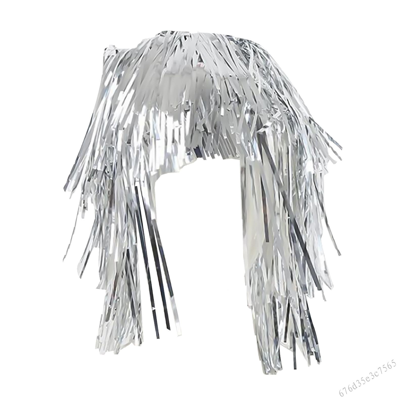28 cm Lá ngắn Tinsel Tóc giả Fancy Dress Shiny Party Wig cho Tiệc Giáng sinh Masquerade JD-VN