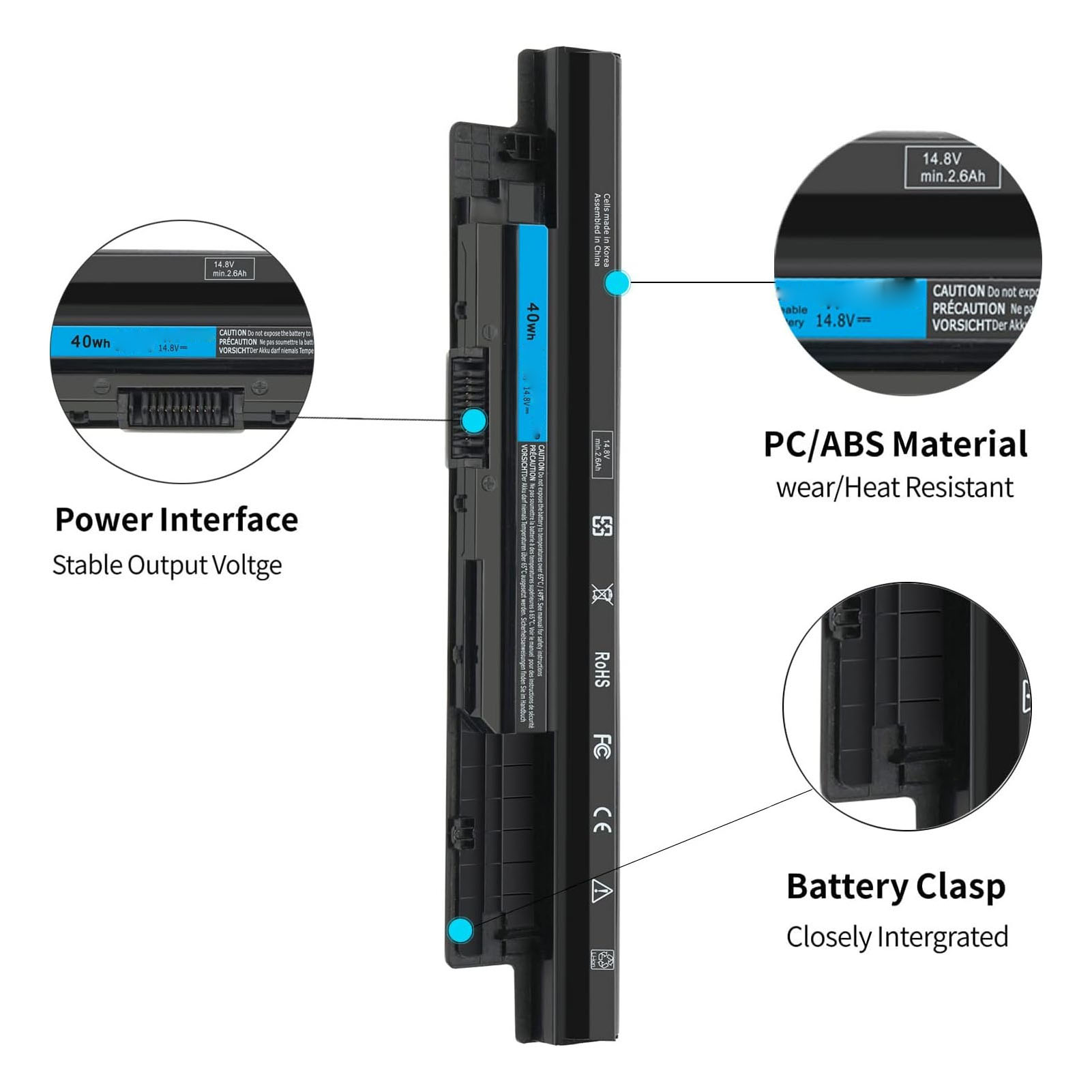Pin máy tính xách tay Pin máy tính xách tay cho vĩ độ tiêu thụ điện năng thấp cho Dell Inspiron 14 3421 3437