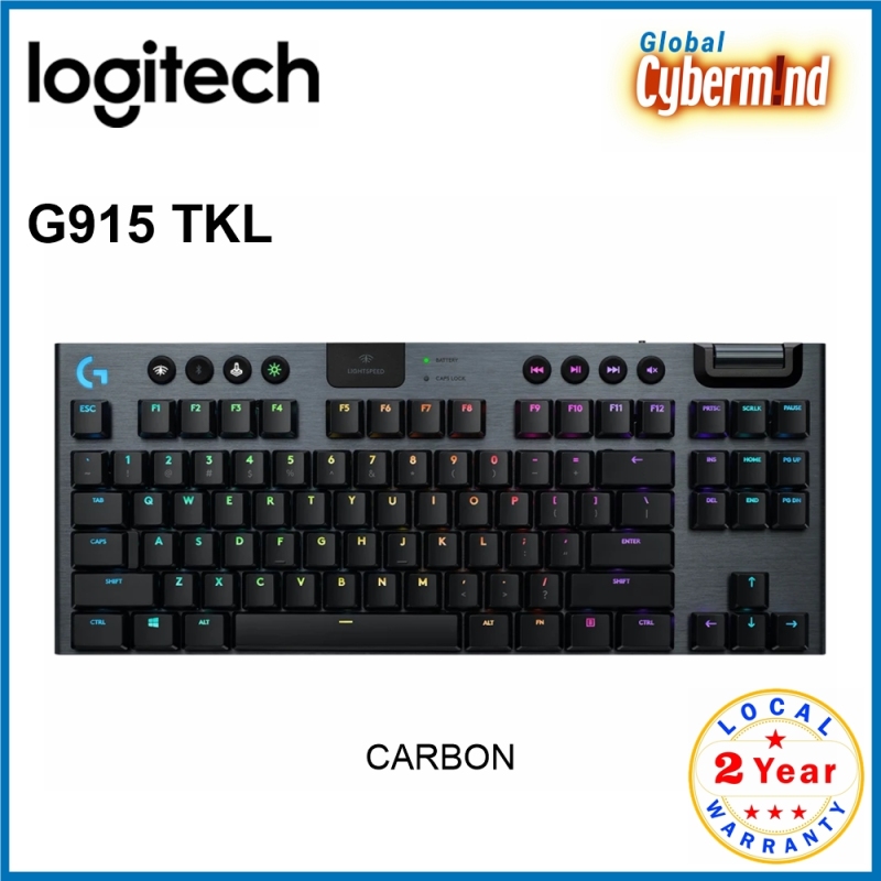 Logitech G915 TKL Tenkeyless LIGHTSPEED Wireless RGB Mechanical Gaming Keyboard (Brought to you by Global Cybermind) Singapore